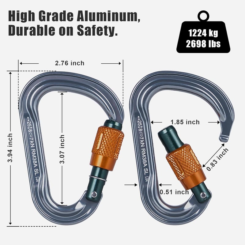 SOB Heavy Duty Steel Carabiner Clips -Auto Locking Climbing Carabiner, Industrial Strength Climbing Hooks for Keychains, Outdoor Gear, Backpacks, Hiking & Camping - Image 2